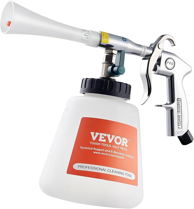 VEVOR Car Cleaning Gun, 6-9.2 Bar High-Pressure Air Blow Gun with 2 Set Nozzles & 1L Liquid Bottle, Vortex Cleaning Gun, Quickly Blasts Dirt and Dust from Surface, Work with 1/4 NPT Air Compressor