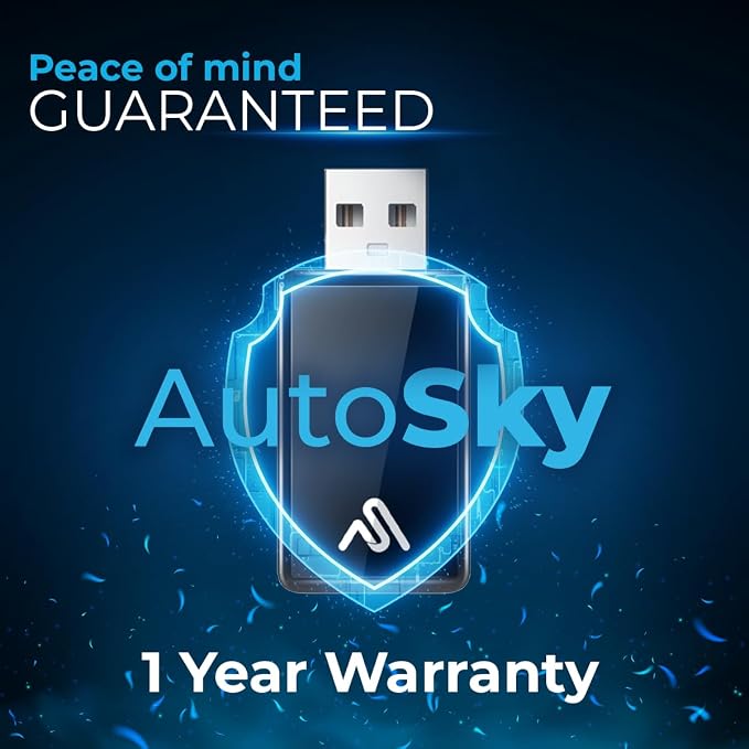 Wireless CarPlay Adapter for iPhone & Android Auto – Plug & Play, Fast Auto-Connect, Compatible with Factory Wired CarPlay, Stable Dual-Band Connection – AutoSky WUA-8PRO