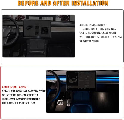 Tlyard Center Console LED Strip Lights for Tesla Model 3 2017-2023, Plug-and-Play, Ambient Light with Human Sensor, Center Console Dashboard Inside Car Lighting Decorations