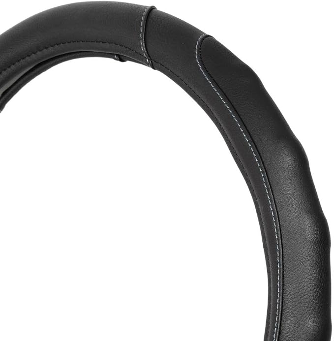 Motor Trend Ergonomic Steering Wheel Cover/Protector for Small Size Steering Wheels in Cars, SUVs, Boats (13.5-14.5") (Drive Pro Comfort Grip (Black/Gray Stitching))