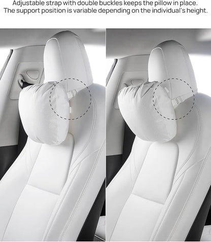 TPARTS Leather Headrest Neck Pillow for All Tesla Model Y/X/3/S(Includes Model Y Juniper 2026 2025 & Model 3 Highland 2024-2026) Accessories, Car Neck Pillow for Traveling (1pc White)