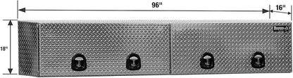 Buyers Products 1701770 Topsider Truck Tool Box, 18x16x96 Inch Diamond Tread Aluminum, Dual Flip-Up Doors, Locking Compression Latches, Weather Resistant, No-Drill Mount, Made in USA