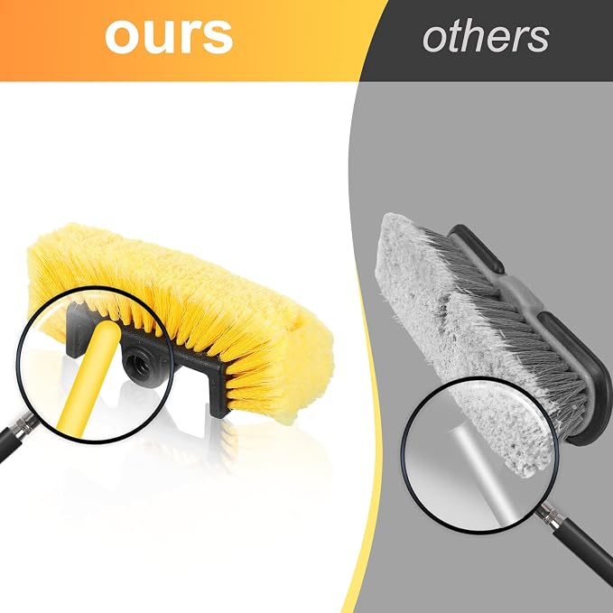 Vesici Car Wash Brush Head with Soft Detailing Bristle Flow Thru Car Cleaning Brush Exterior Car Wash Equipment for Auto Truck RV Boat Camper Washing, 10 Inch(Yellow,4 Pcs)