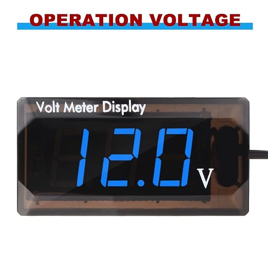 2 Pieces DC 4 to 28V Car Digital Voltmeter 12V Voltage Meter Car Audio Gauge LED Display 12V Waterproof Voltage Gauge Meter for Motorcycle(Blue Light)