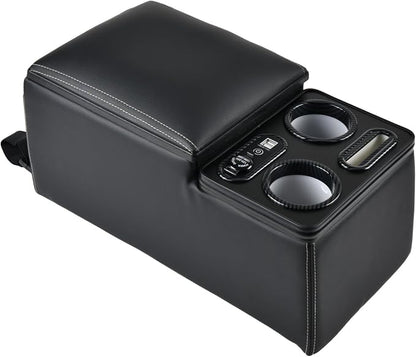 Coverado Car Center Console, Universal Rear Bench Seat Console, Back Seat Car Organizer, Automotive Center Console with Cup Holder & Phone Holder, Central Armrest Box (Update, Black)