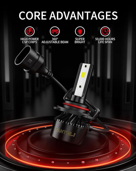 𝟗𝟎𝟏𝟐/𝐇𝐈𝐑𝟐 Bulbs 800% Brighter 34000LM 6500K Cool White, Backup 1:1 Design with Cooling Fan, Plug and Play Quick Install Off Road Lights, Pack of 2