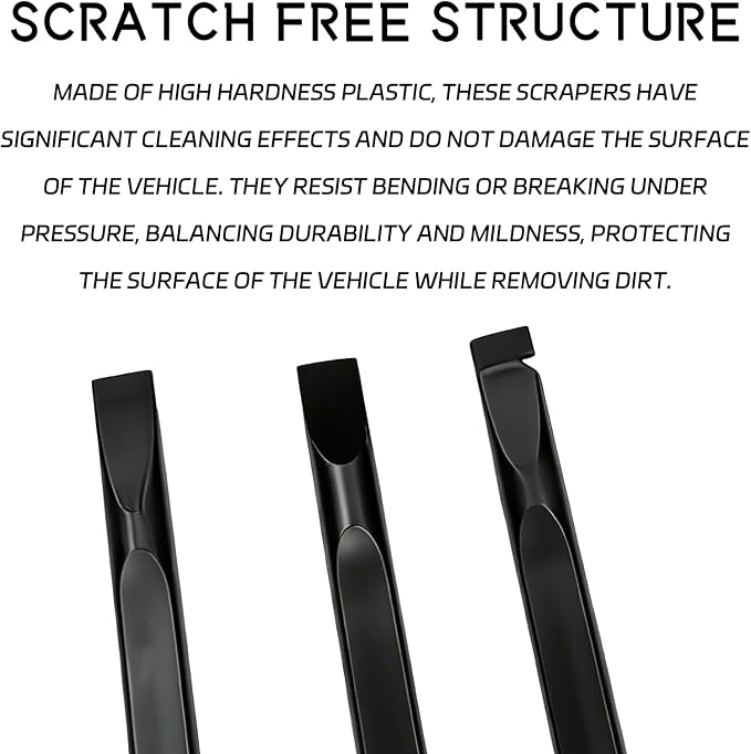 Car Detailing Pick Set, 3 Different Crevice Cleaning Tool for Tight Spaces, Easy to Remove Stickers, Labels, Oil Stains, Food, Dirt (Black) | Car Crevice Cleaning Tool for Clean Small Narrow Spaces and Gaps