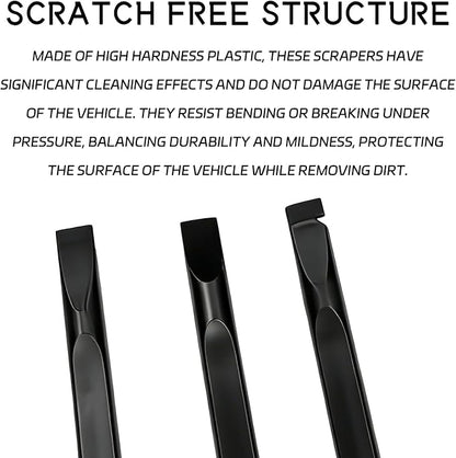 Car Detailing Pick Set, 3 Different Crevice Cleaning Tool for Tight Spaces, Easy to Remove Stickers, Labels, Oil Stains, Food, Dirt (Black) | Car Crevice Cleaning Tool for Clean Small Narrow Spaces and Gaps