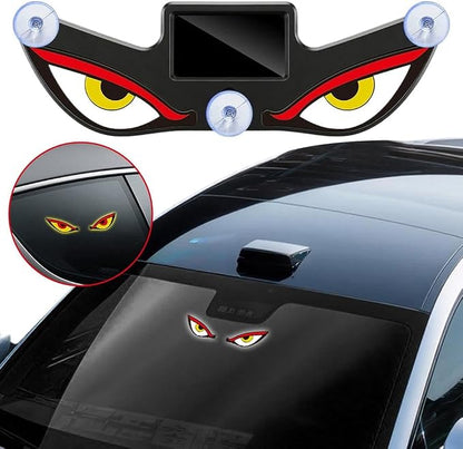 Solar Demon Eye LED Car Window Light, Waterproof Devil Eyes Light No Drill Suction Cup Dynamic Windshield Ambient Lamp, Solar USB Powered Flicker Signal Warning Lights for SUV Trucks (Type 2,1-Pack)