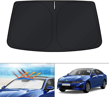 KUST Windshield Sun Shade for 2021-2026 KIA K5 / 2020-2026 Hyundai Sonata Accessories, Custom Fit Car Front Sunshade Window Sun Visor Protector Foldable Blocks UV Rays Keep Your Car Cooler