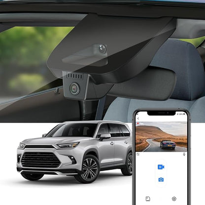 Fitcamx 4K Dash Cam Suitable for Toyota Grand Highlander 2024-2026 & Hybrid (HD2-0E130), Integrated OEM Look, UHD 2160P Video, Built-in WiFi & APP, Loop Recording, G-Sensor, Plug & Play, 64GB Card