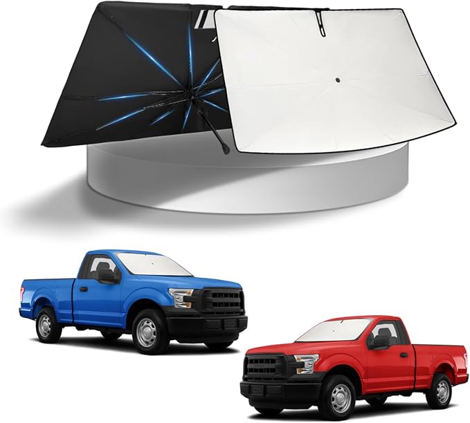 KUST Sun Shade Umbrella for 2015-2020 Ford F150 F-150 F 150 | Custom Fit Windshield Sunshade | Foldable Sunshade with Bendable Handle | Blocks Heat & UV Scratch Resistant Keep Car Cool Sunshield