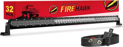 Firehawk LED Light Bar 32 Inch 80,000LM, 2026 New Japanese L-A-B Chips, Spot Flood Combo Beam, Driving Off Road Fog Work for Truck Pickup ATV UTV SUV Cart IP68 Waterproof with 12V Wiring Harness kit