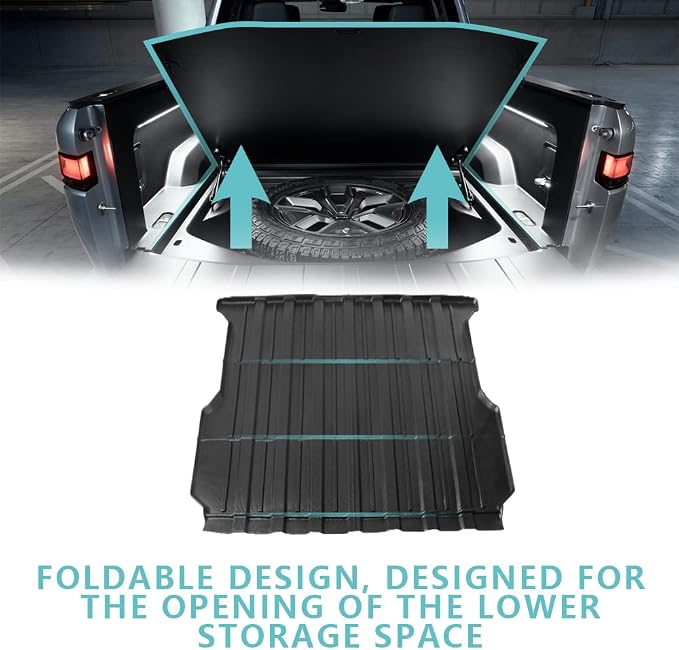 BestEvMod for Rivian R1T Truck Bed Mat Liner Foldable Accessories Pickup Heavyweight Bed Mat All-Weather Protection Compatible with Rivian R1T 2026 2025 2024 2023 2022 Accessories