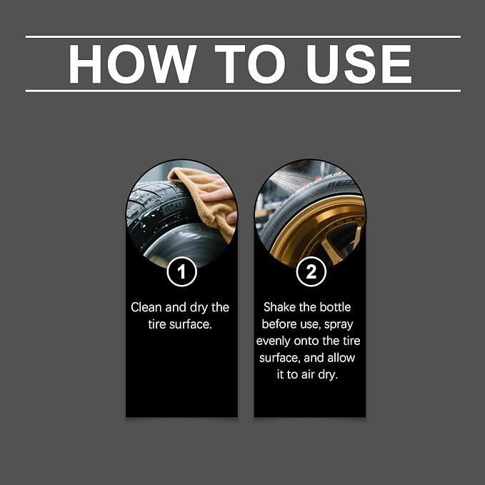 No-Wipe Tire Cleaner & Dressing Spray – Restores Deep Matte Black Finish, Protective Shine with Long-Lasting Rain-Resistant, Dry-to-Touch Formula