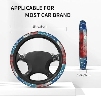 4th of July Flag Steering Wheel Covers Non Slip Neoprene Universal 15 Inch Steering Wheel Protector Car Cover for Men Women