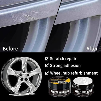 Car Wheel Scratch Repair Polish – 80g Hub Polishing Paste with Sponge, Removes Scratches & Restores High-Gloss Finish