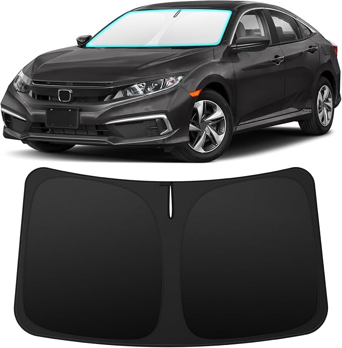 INSAUTO Custom Fit Windshield Sun Shade Accessories for Honda Civic 2016-2021, Foldable Front Window Sunshade, UV & Heat Reflector, Keeps Interior Cool, Includes Storage Bag