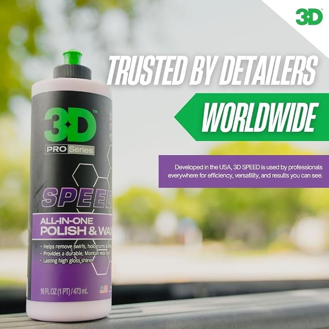 3D Speed All-In-One Polish & Wax – Scratch & Swirl Remover, Clear Coat Safe Paint Sealant – High Gloss Finish, Easy Application – 16oz – Made in USA