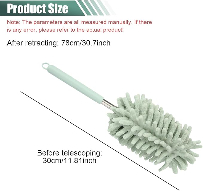 2PCS Car Interior Duster, Soft Chenille Detailing Brush with Extension Pole, Washable Long Handle Cleaning Duster Tool for Auto Dash Vent Window, Universal Home Car Cleaning Supplies (Green)