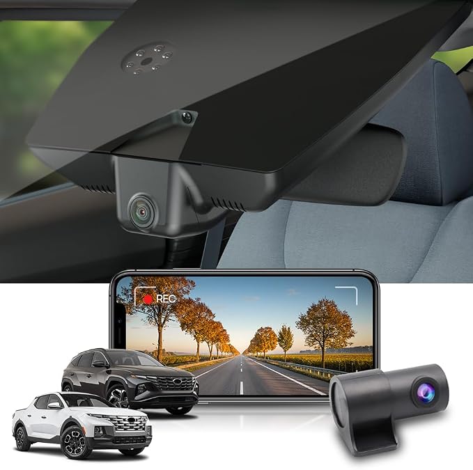 Fitcamx Front 4K+Rear 1080P Dash Cam Adapts for Hyundai Santa Cruz & Tucson 2022-2026 (Part NO#N9000), Integrated OEM Look, Dual HD Video, WiFi & APP, Loop Recording, G-Sensor, Easy to Use, 128GB Card