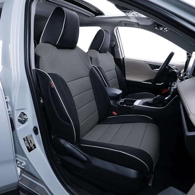 EKR Corolla Seat Cover Custom Fit for Toyota Corolla 2020 2021 2022 L/ LE,Leather Car Seat Cover Full Set-Faux Leather(Black/Gray)