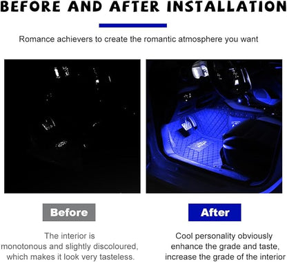 povtii Car LED Strip Light, 24 LED RGB Auto Under Dash Interior Atmosphere Lights, Cigarette Lighter Decorative Lamp Ambient Night Light, Universal Lighting Kit Car Accessories (Blue)