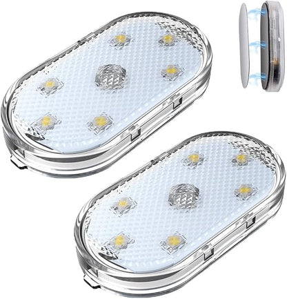 2PCS Wireless Car Interior LED Lights USB Rechargeable Car LED Touch Light with 6 Super Bright LED Lamp Beads Car Interior Ambient Light Universal Vehicle Accessories for Car Decor