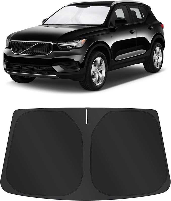 TINGLU Sun Shade for Volvo XC40 2019-2024 2025 2026 Accessories Windshield Sun Shade Window Shade UV Rays Protection Sun Visor Cover with Steering Wheel Sunshade Storage Bag