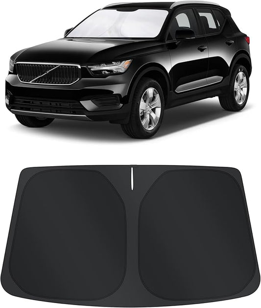 TINGLU Sun Shade for Volvo XC40 2019-2024 2025 2026 Accessories Windshield Sun Shade Window Shade UV Rays Protection Sun Visor Cover with Steering Wheel Sunshade Storage Bag
