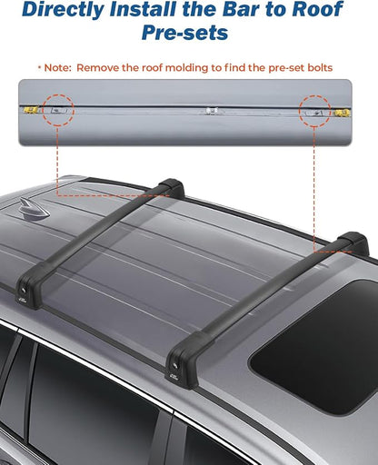 JOYTUTUS Roof Rack Cross Bars Compatible with Honda Pilot 2016-2022 Without Roof Side Rails, Lockable Aluminum Crossbars for Roof Racks Suitcases Kayaks Canoes Bikes Skis