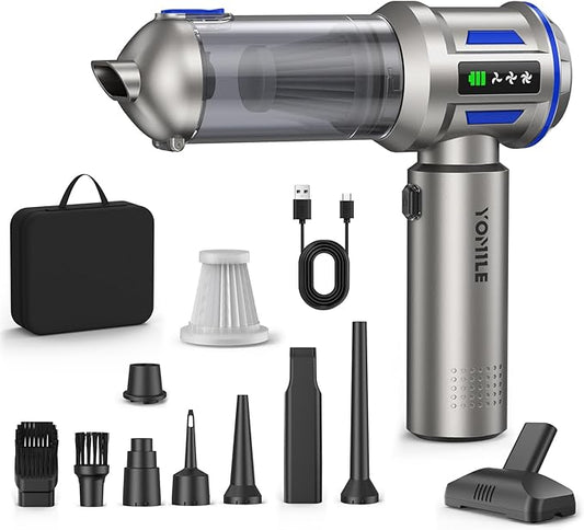 Yomile Mini Vacuum Cleaner, 2 in 1 27000PA Brushless Car Vacuum Air Duster 9000mAh Battery Air Blower Handheld Vacuum for Car,Office and Home