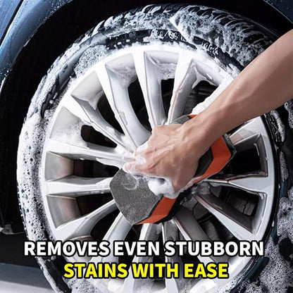 Three Texture Car Wash Sponge - Multi Purpose Bug Remover Scrubbing Side Soft Sea Sponge - Ultra Scrub Car Cleaning Sponges Wash Bucket Accessory - 3Pack