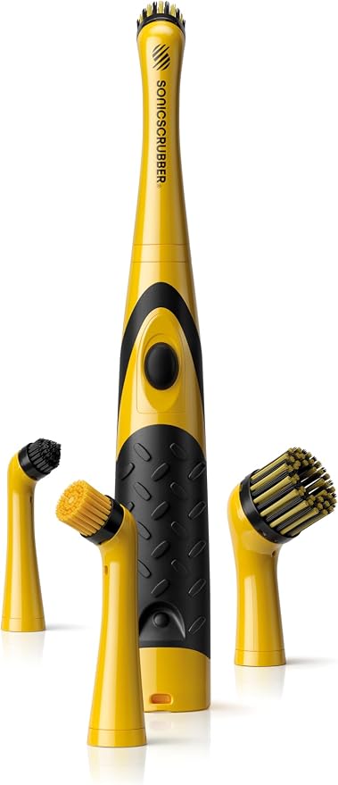 SONICSCRUBBER Vehicle Detailing Set - High Power Car Cleaning Brush - Includes 4 Brush Heads - Suitable for Interior & Exterior - Ideal for Cars, Bikes and Motorhomes - AA Batteries Included