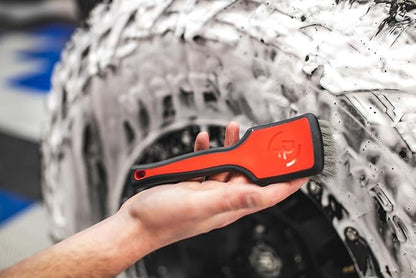 Detail Factory - ProGrip Tire Brush - Ergonomic ProGrip Handle, Stiff Synthetic Bristles, Ergonomic Design, Clean Your Tires with Ease - Octane Underglow
