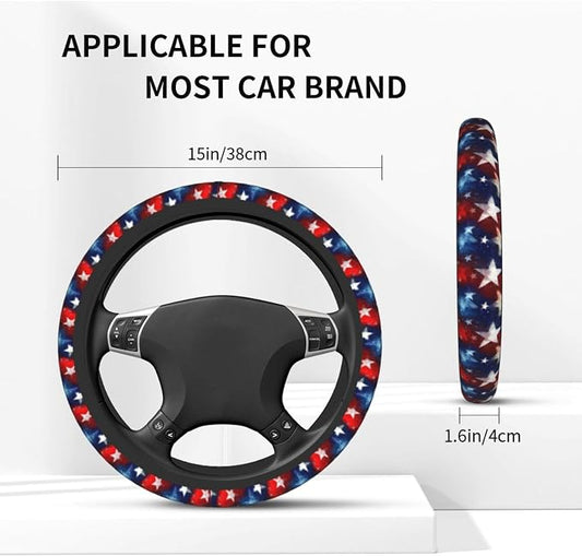 4th of July Steering Wheel Covers Non Slip Neoprene Universal 15 Inch Steering Wheel Protector Car Cover for Men Women