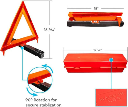 United Pacific 99251 Emergency Warning Triangle Kit (Set of 3 Triangles) w/Case, No Skid Rubber Feet, DOT FMVSS 125 – ONE Kit (Set of 3 Triangles w/Case)