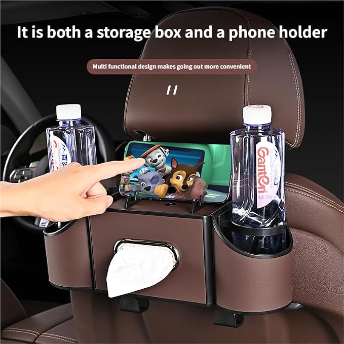 4-in-1 car organizer back seat, Multi-Pocket backseat car cup holder, Universal back seat cup holders for cars, car organization, for Travel & Daily Use (KARTAN)