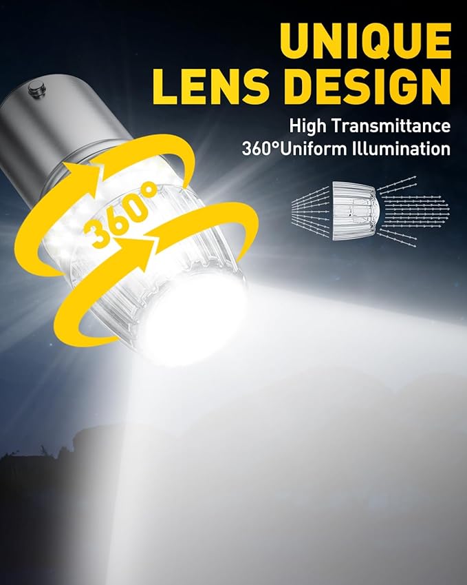 AUXITO Latest 1156 LED Bulbs White Reverse Lights, 700% Brighter 7506 BA15S P21W 1141 1003 Bulbs with Projector for Backup Parking Tail Brake Signal Marker Daytime Running Light, Pack of 2