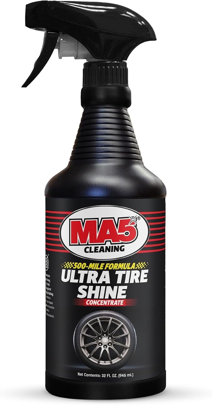 MA5X Ultra Tire Shine | Wet-Look Car Tire Shine Spray & Protectant | Tire Black Finish, No-Sling Formula, Professional Concentrated Shine | 32oz Spray Bottle | Pack of 1