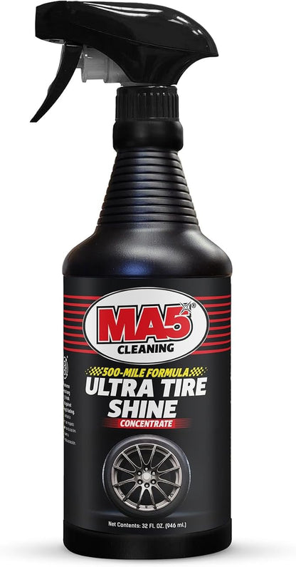 MA5X Ultra Tire Shine | Wet-Look Car Tire Shine Spray & Protectant | Tire Black Finish, No-Sling Formula, Professional Concentrated Shine | 32oz Spray Bottle | Pack of 1