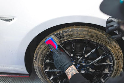 Detail Factory - ProGrip Tire Brush - Ergonomic ProGrip Handle, Stiff Synthetic Bristles, Ergonomic Design, Clean Your Tires with Ease - Octane Underglow