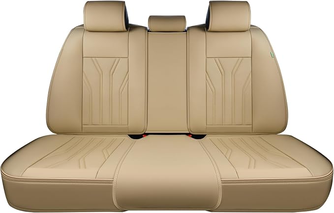 FLORICH Rear Seat Covers Leather Car Seat Covers Waterproof Back Seat Cover Automotive Seat Covers Universal Seat Cushion Protector for Most Cars Trucks SUV-Beige