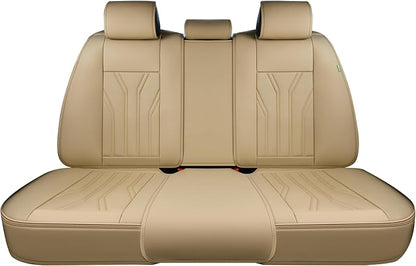 FLORICH Rear Seat Covers Leather Car Seat Covers Waterproof Back Seat Cover Automotive Seat Covers Universal Seat Cushion Protector for Most Cars Trucks SUV-Beige