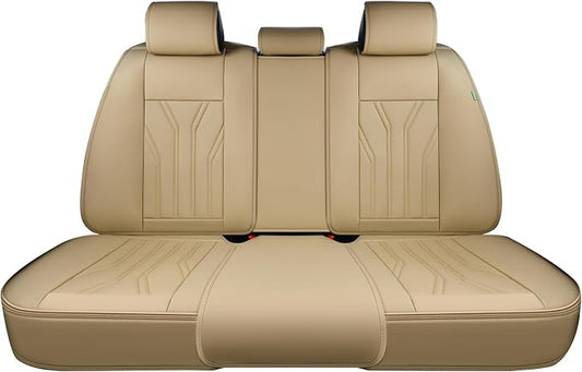 FLORICH Rear Seat Covers Leather Car Seat Covers Waterproof Back Seat Cover Automotive Seat Covers Universal Seat Cushion Protector for Most Cars Trucks SUV-Beige