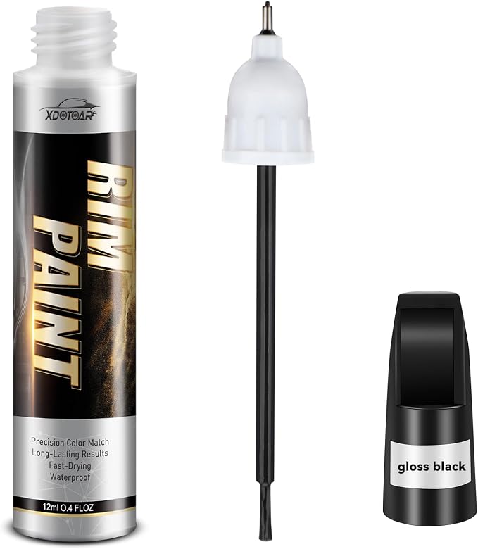 Matte Black Rim Touch Up Paint, Efficient Wheel Paint Pen for Metal, Also Match Flat Black, Quick and Easy Repair Curb Rash, Car, Faucet and More, Universal and Color Accurate, Long lasting