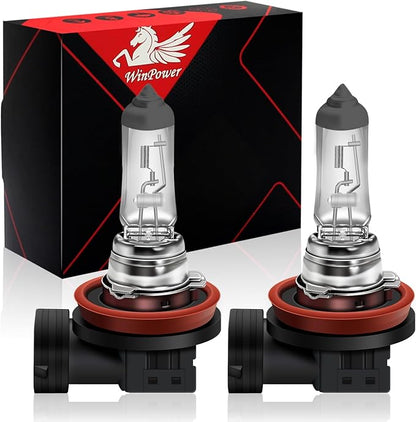 WinPower H8 Halogen Headlight Bulb, Super Bright Warm White 35W 4300K High Low Beam Fog Light Replacement Lamp, Pack of 2