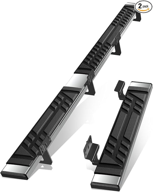 Auto Dynasty Running Boards Compatible with 2015-2024 Ford Transit 150 250 350, Stainless Steel Side Step Rail Nerf Bars, 6.5" x 36" Left / 96" Right Step Bars, Polished Chrome