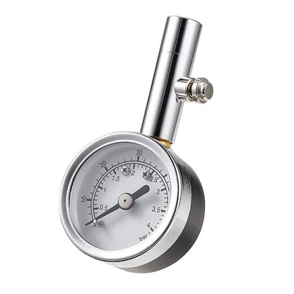 CZC AUTO Heavy Duty Tire Pressure Gauge Reader Checker 0-60PSI, ANSI B40.1 Accurate Mechanical Air Gage, Chrome Plated Single Chuck Dial Wheel Pressure Tester for Motorcycle Bike Car RV Bicycle