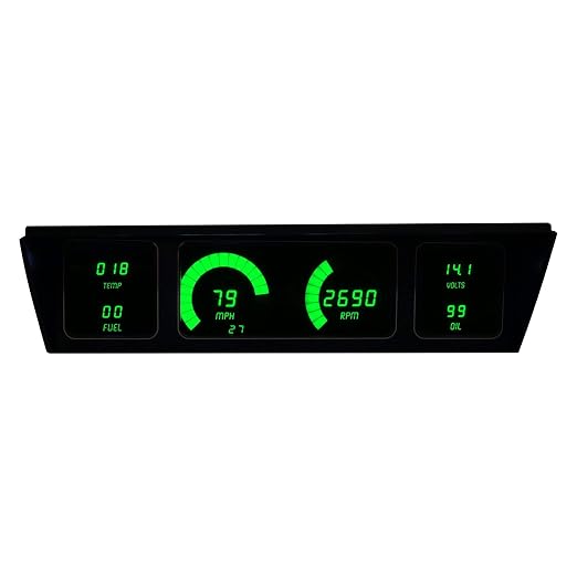 Intellitronix LED Digital Replacement Gauge Panel for 1977-1990 Chevrolet Impala & Caprice - Complete Dash Cluster Upgrade with Speedometer, Tachometer & Sending Units (Green)